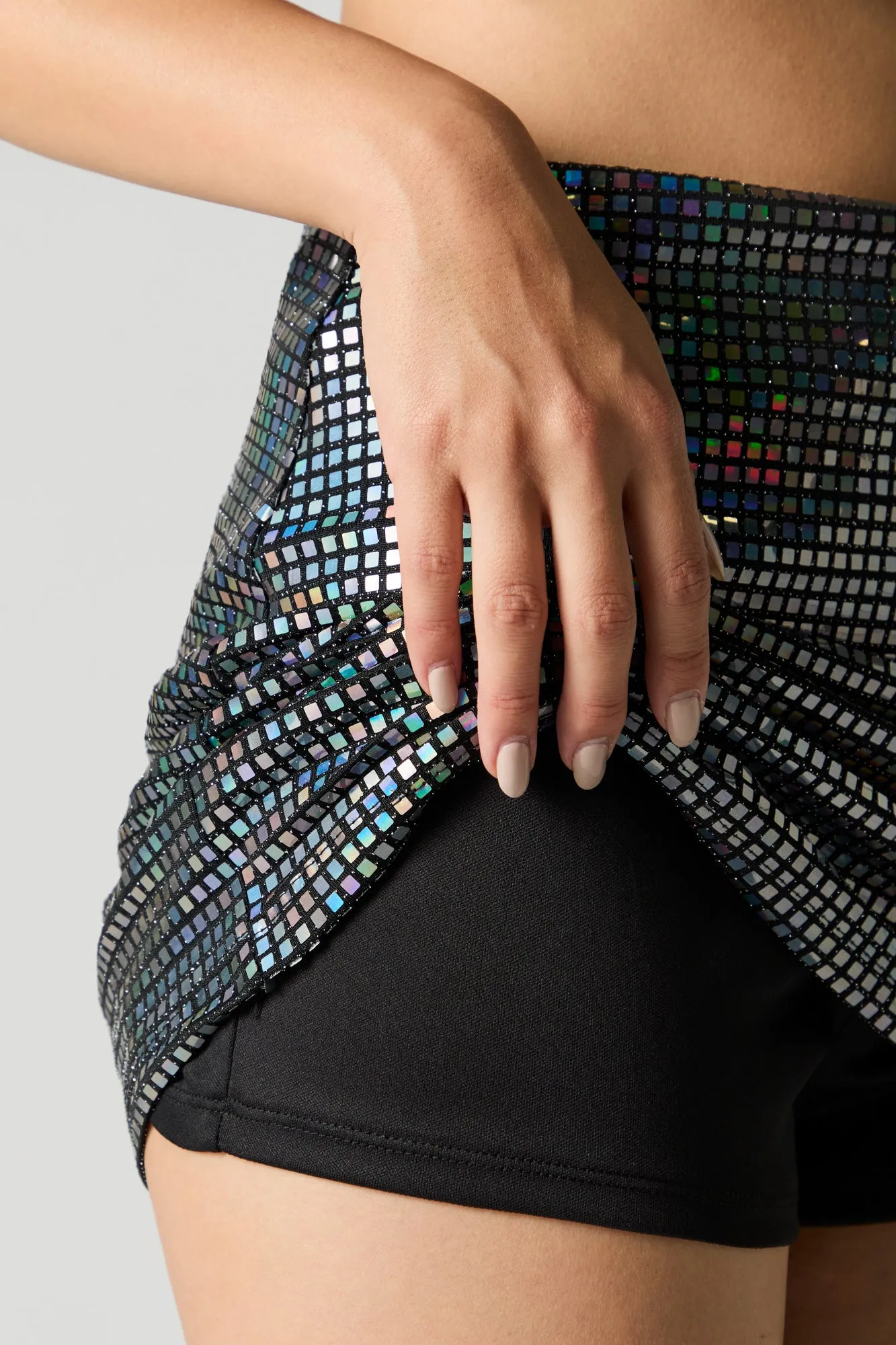 Metallic Sequin Mini Skort sold by Charlotte Russe product image thumbnail 4