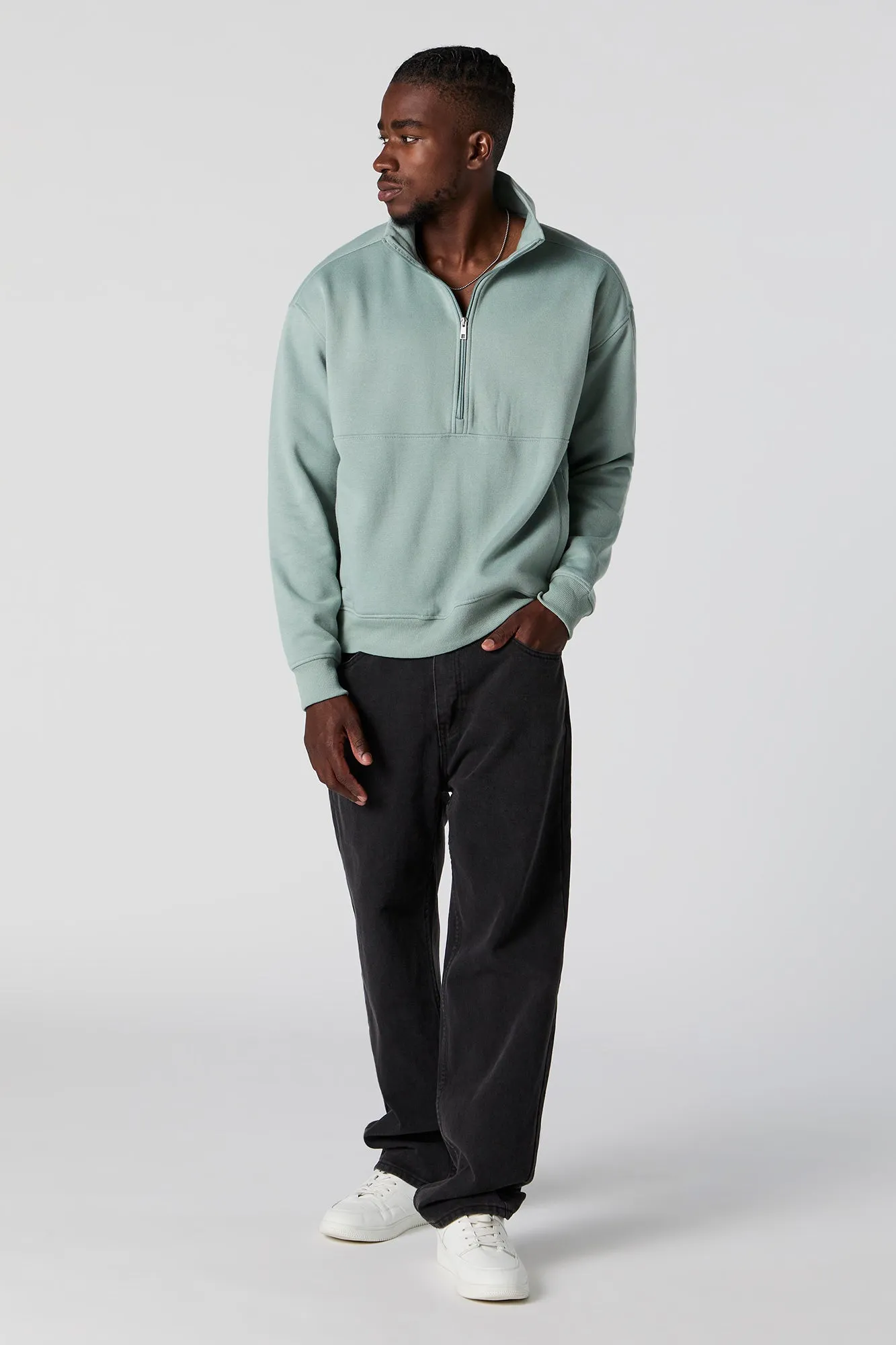 Half Zip Fleece Sweatshirt sold by Charlotte Russe product image thumbnail 3