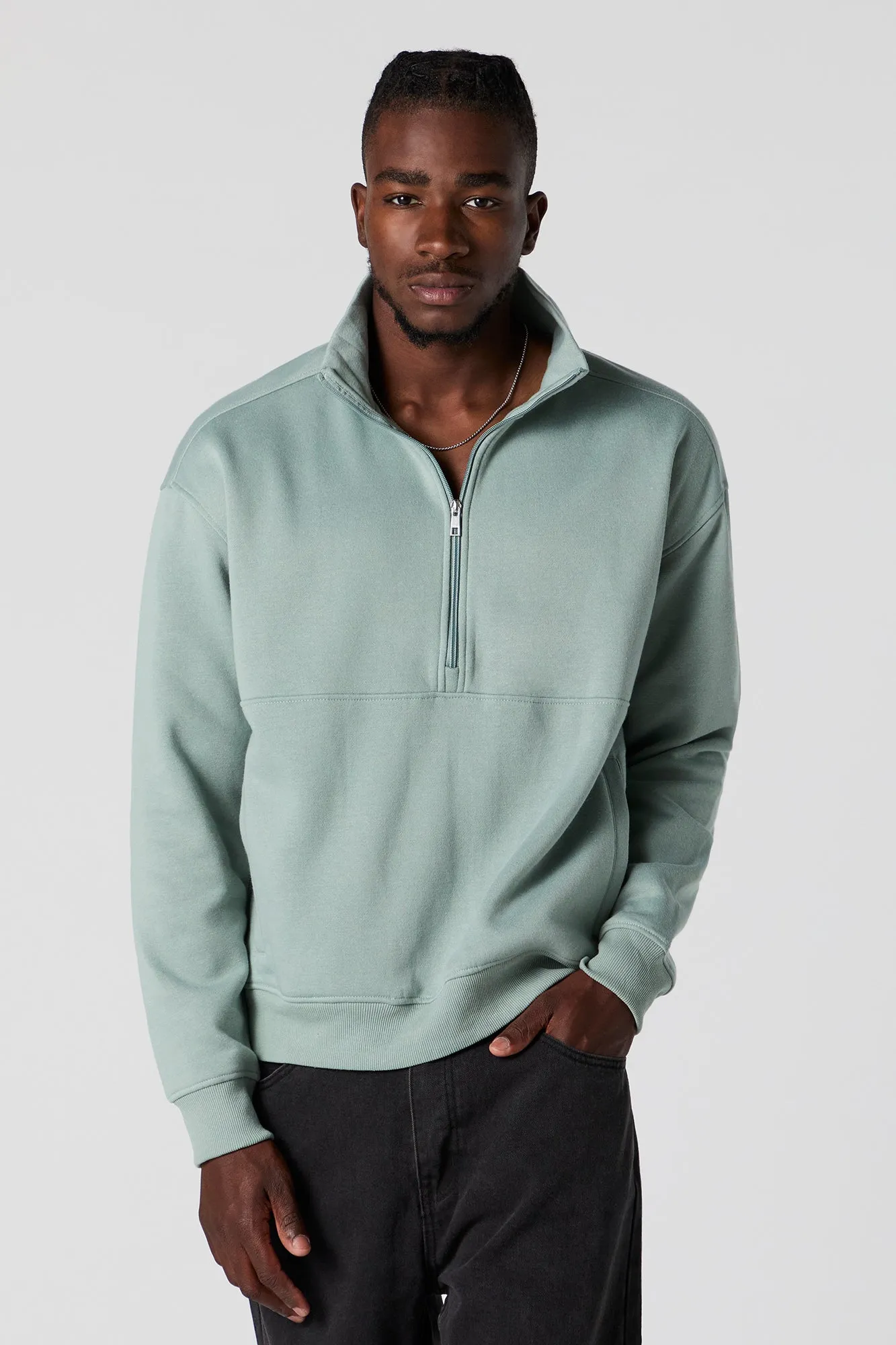Half Zip Fleece Sweatshirt sold by Charlotte Russe
