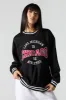 Embroidered Striped Trim Fleece Sweatshirt sold by Charlotte Russe