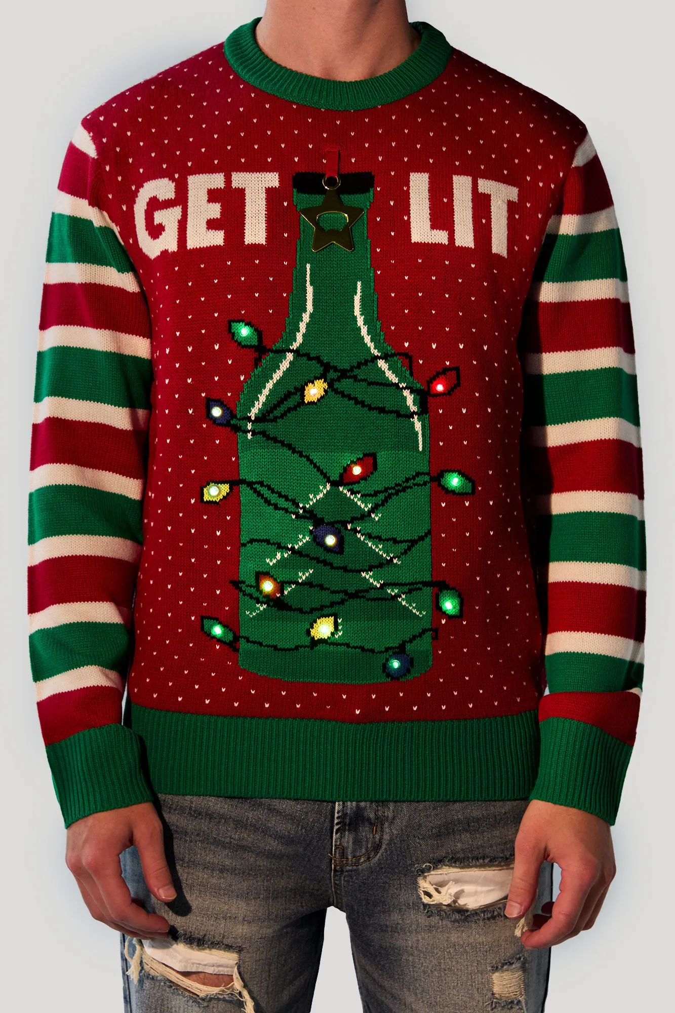 Get Lit Light Up Ugly Christmas Sweater sold by Charlotte Russe product image thumbnail 4