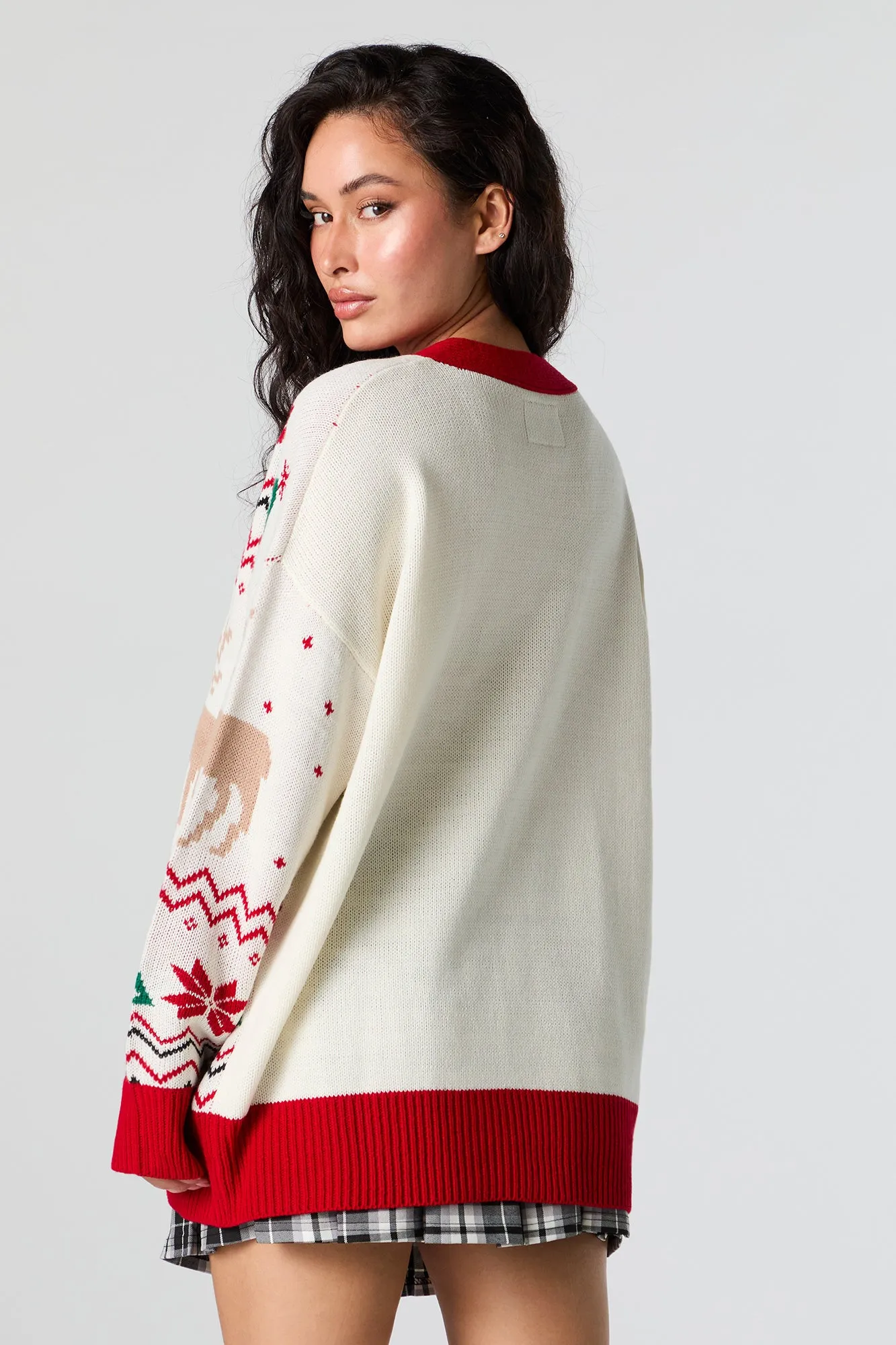 Reindeer Fairisle Jacquard Knit Christmas Cardigan sold by Charlotte Russe product image thumbnail 2