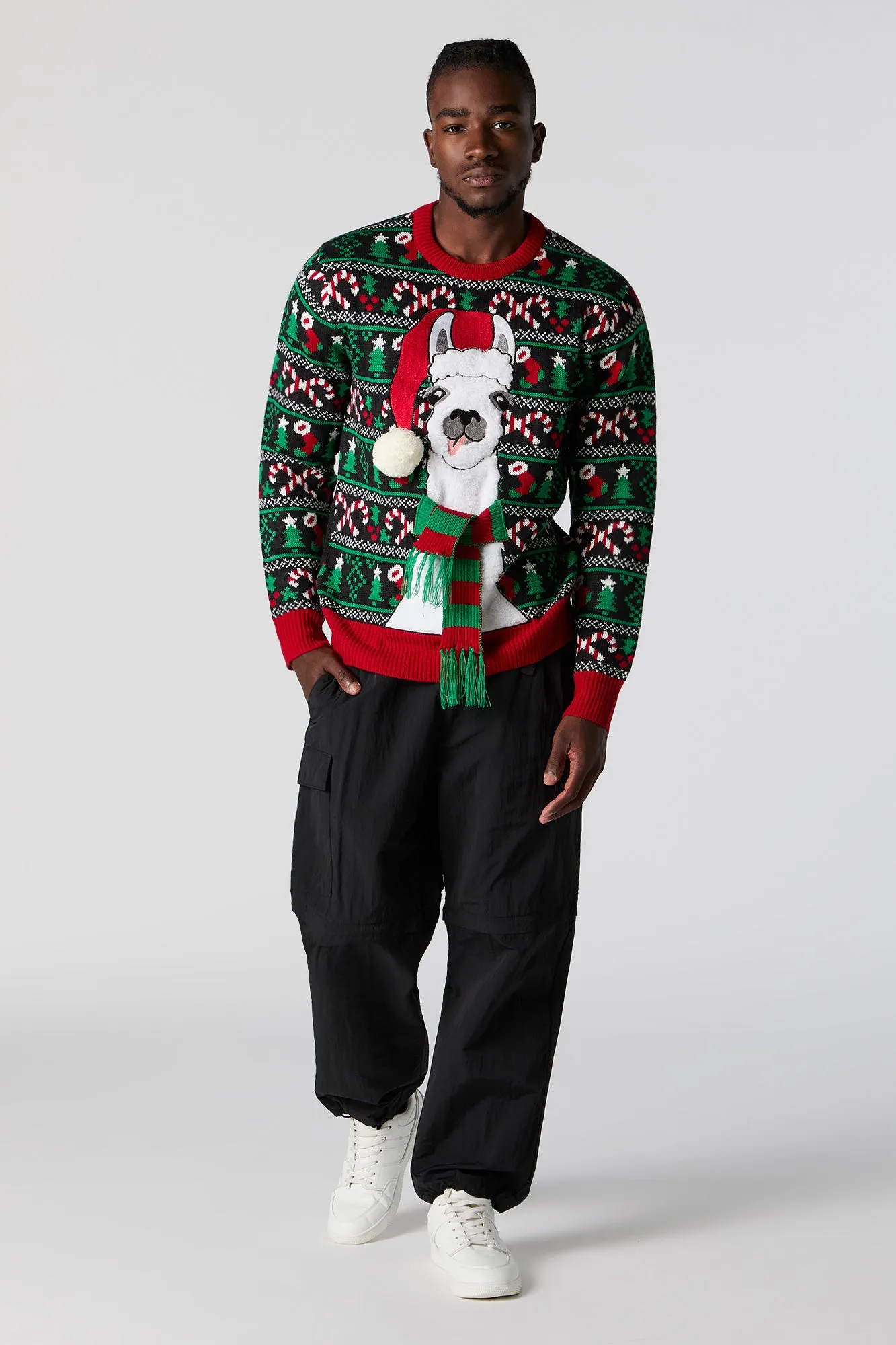 Fuzzy 3D Llama Ugly Christmas Sweater sold by Charlotte Russe product image thumbnail 3