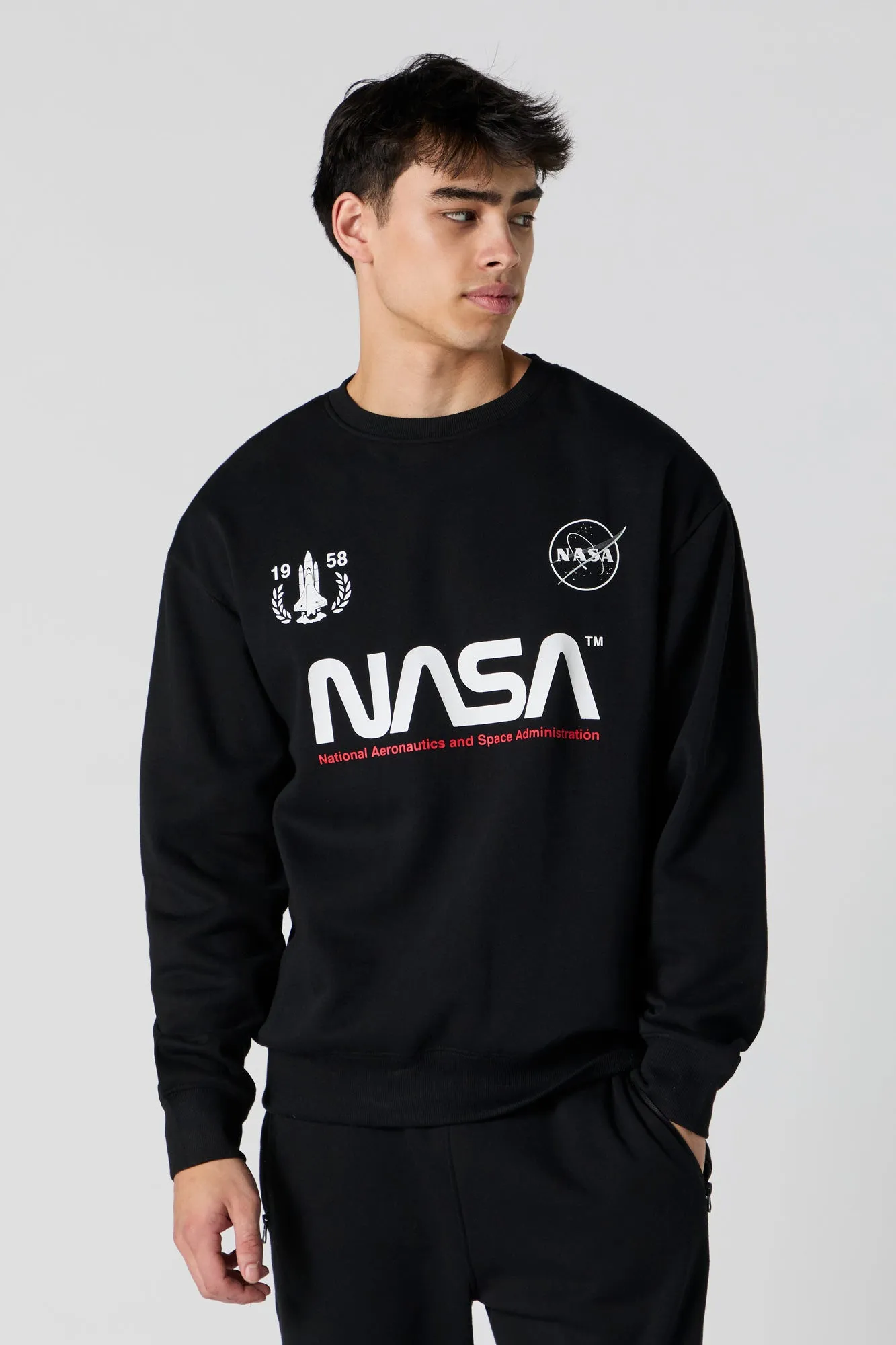 NASA Graphic Fleece Sweatshirt sold by Charlotte Russe