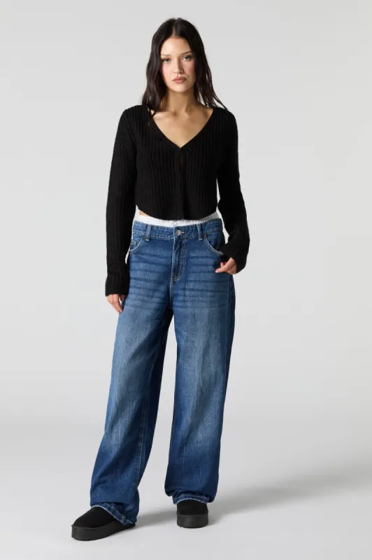 Double Waist Baggy Leg Jean sold by Charlotte Russe