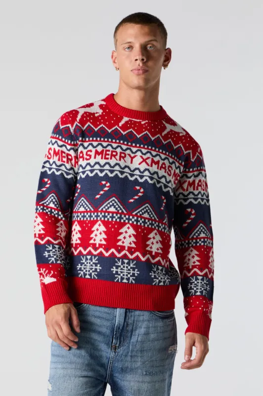 Merry Xmas Fairisle Jacquard Knit Christmas Sweater sold by Charlotte Russe