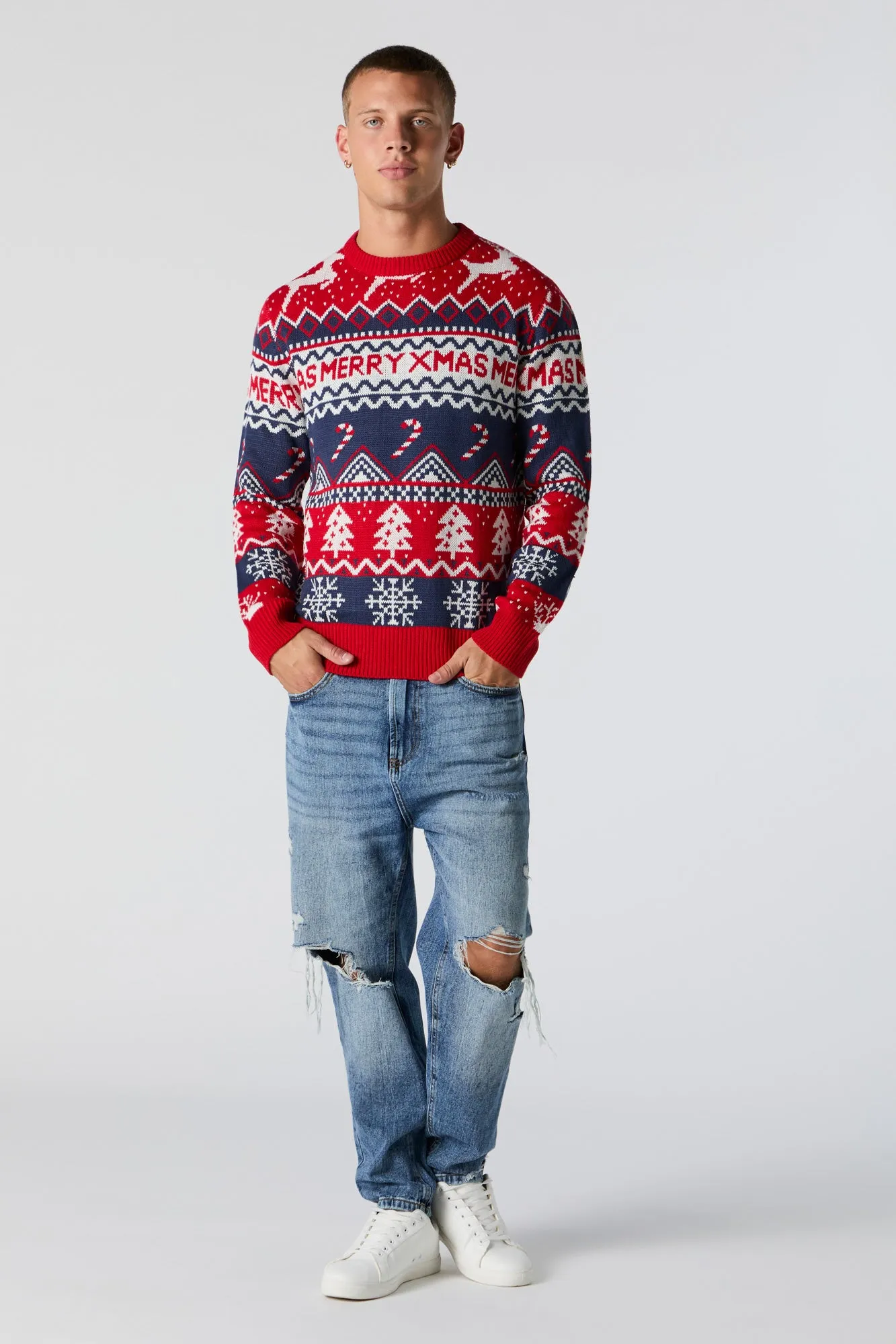 Merry Xmas Fairisle Jacquard Knit Christmas Sweater sold by Charlotte Russe product image thumbnail 3
