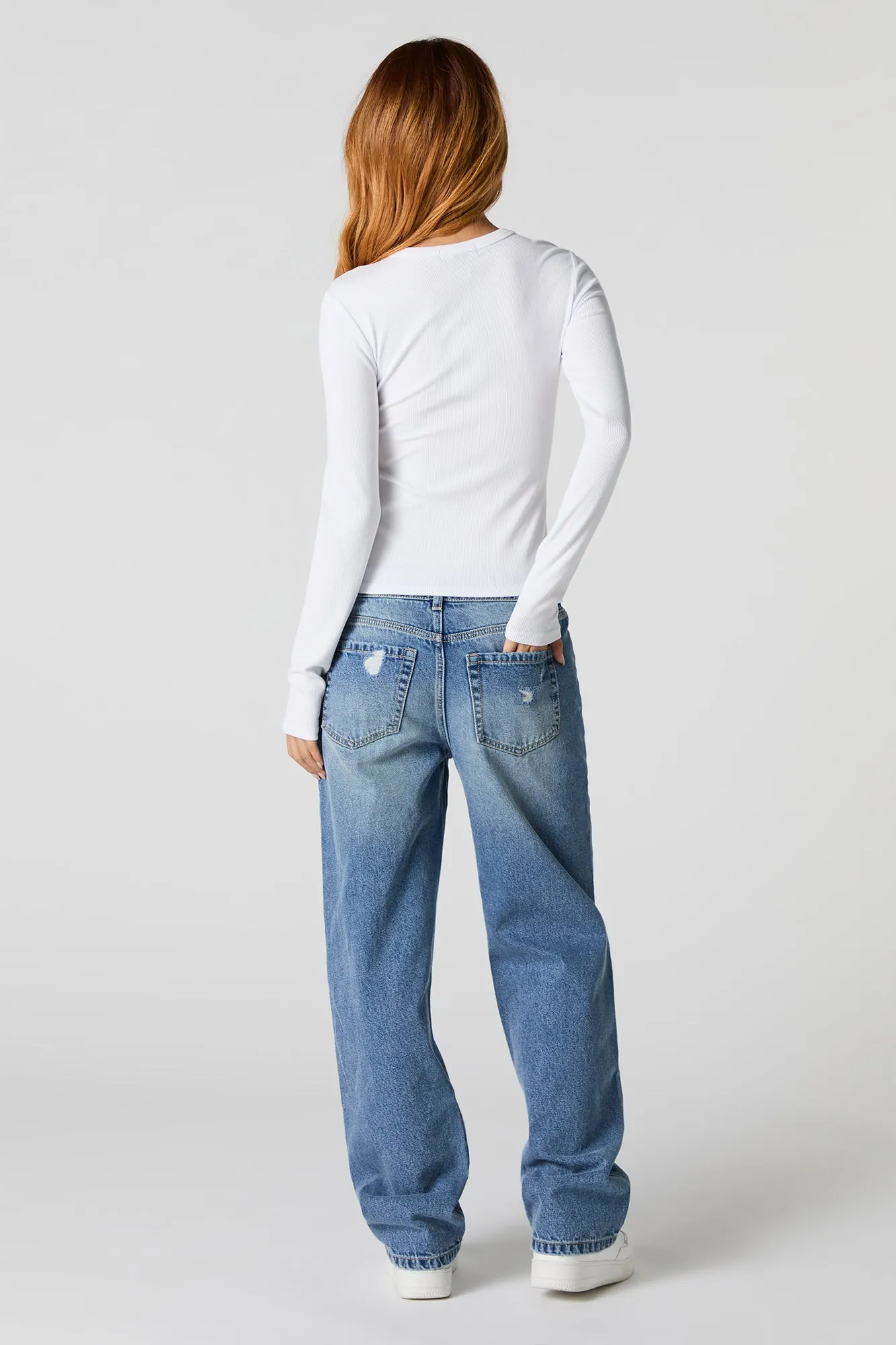 Distressed Slouchy Straight Leg Jean sold by Charlotte Russe product image thumbnail 3