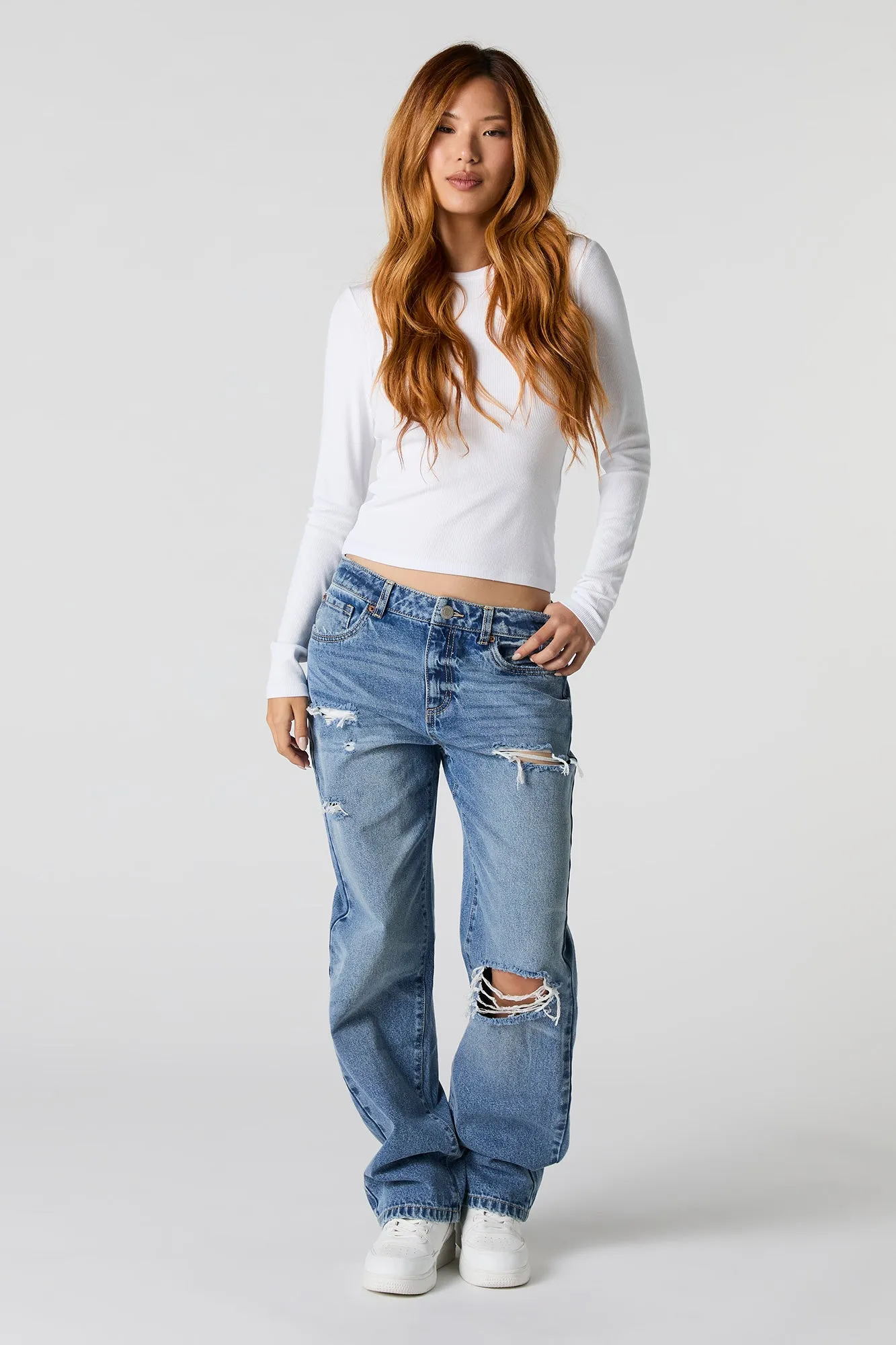 Distressed Slouchy Straight Leg Jean sold by Charlotte Russe
