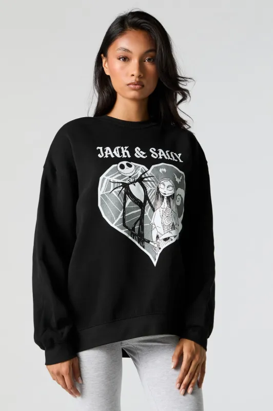 Jack and Sally Graphic Fleece Sweatshirt sold by Charlotte Russe