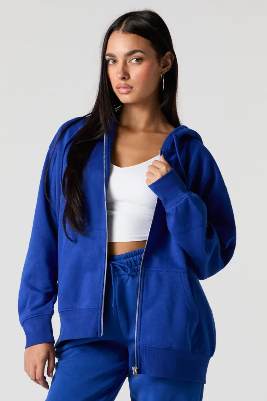 Oversized Zip-Up Fleece Hoodie sold by Charlotte Russe