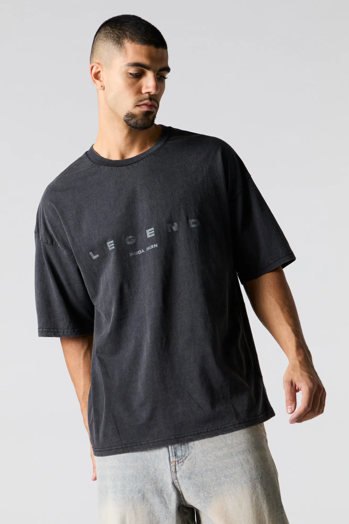 Embroidered Back Oversized Graphic T-Shirt sold by Charlotte Russe