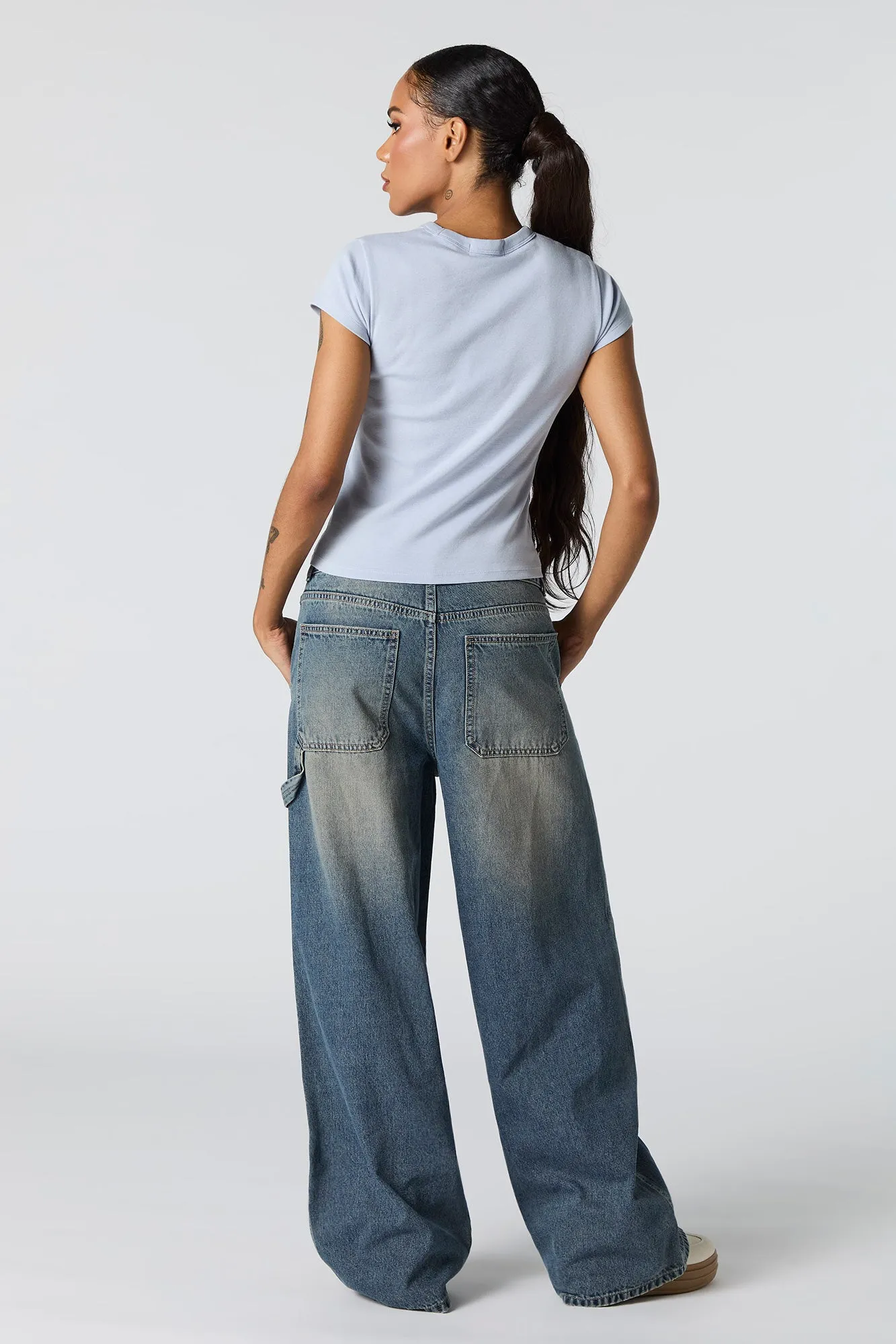 Oversized Wide Leg Carpenter Jean sold by Charlotte Russe product image thumbnail 3