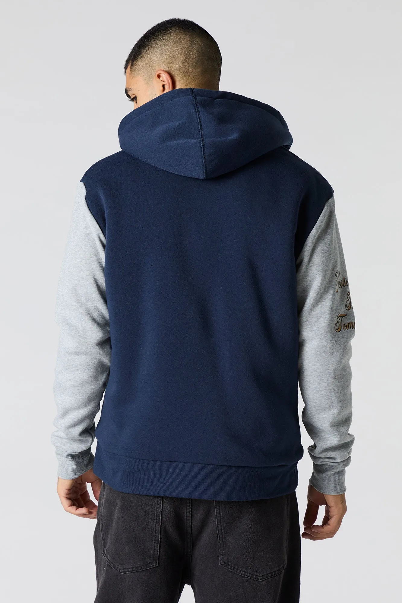 Chenille Embroidered Faux Fur Lined Zip-Up Hoodie sold by Charlotte Russe product image thumbnail 2