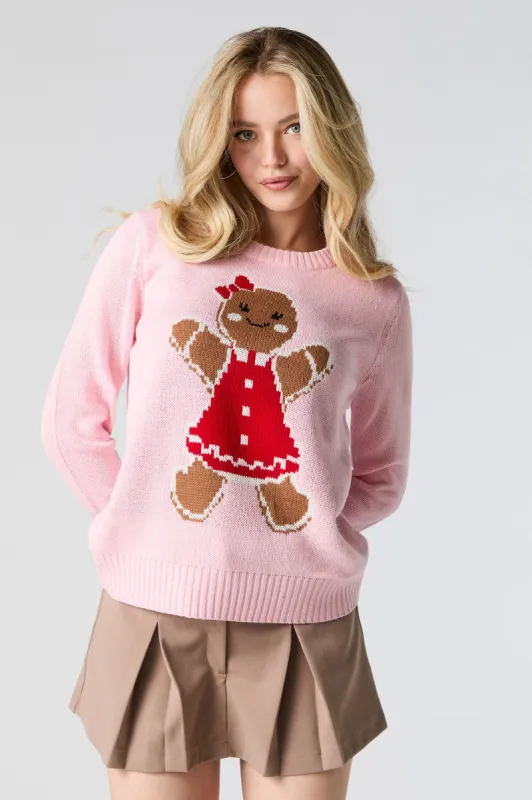 Gingerbread Woman Jacquard Knit Christmas Sweater sold by Charlotte Russe