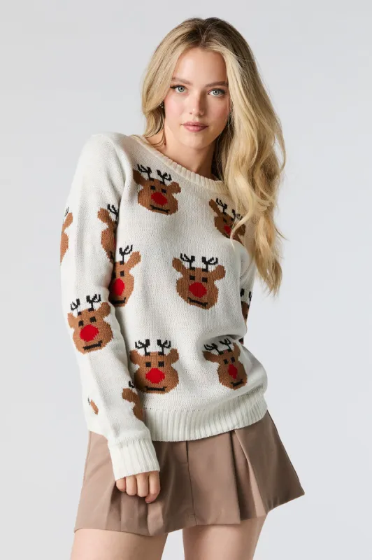 Rudolph Jacquard Knit Christmas Sweater sold by Charlotte Russe