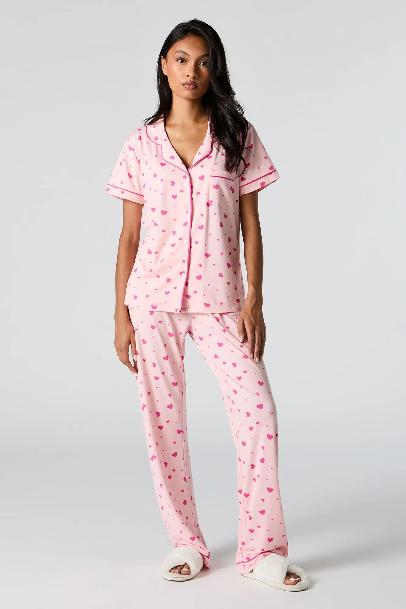 Button-Up Top and Pant 2 Piece Pajama Set sold by Charlotte Russe product image thumbnail 3