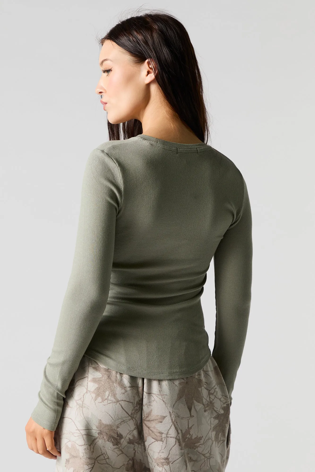 Everyday Ribbed Long Sleeve Top sold by Charlotte Russe product image thumbnail 2