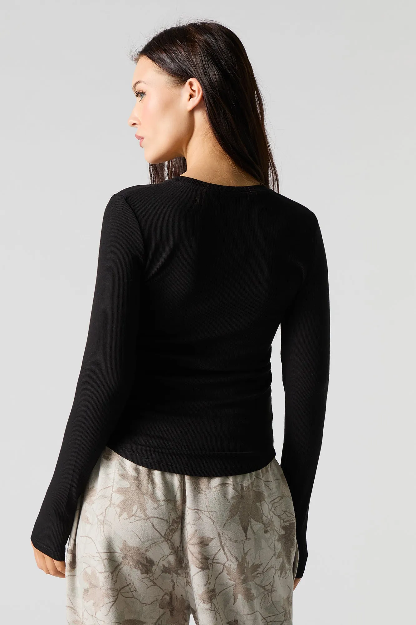 Everyday Ribbed Long Sleeve Top sold by Charlotte Russe product image thumbnail 5