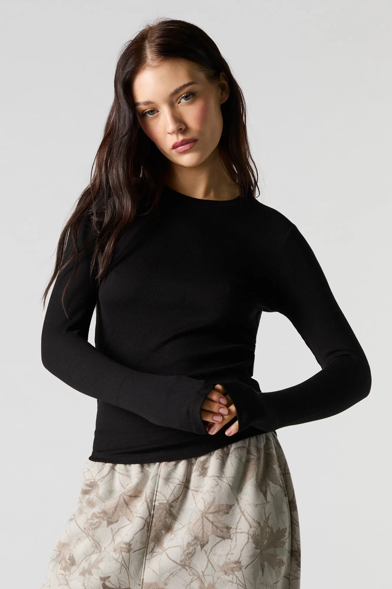 Everyday Ribbed Long Sleeve Top sold by Charlotte Russe product image thumbnail 4