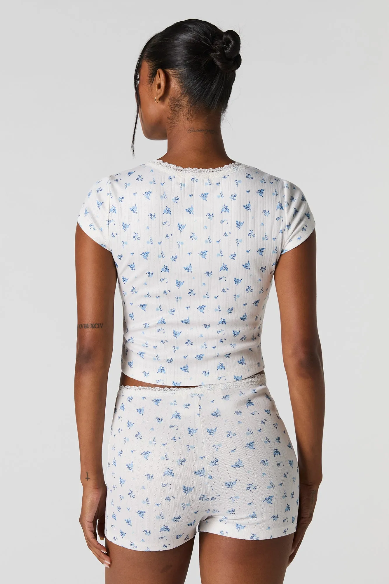 Printed Pointelle Knit 2 Piece Pajama Set sold by Charlotte Russe product image thumbnail 2