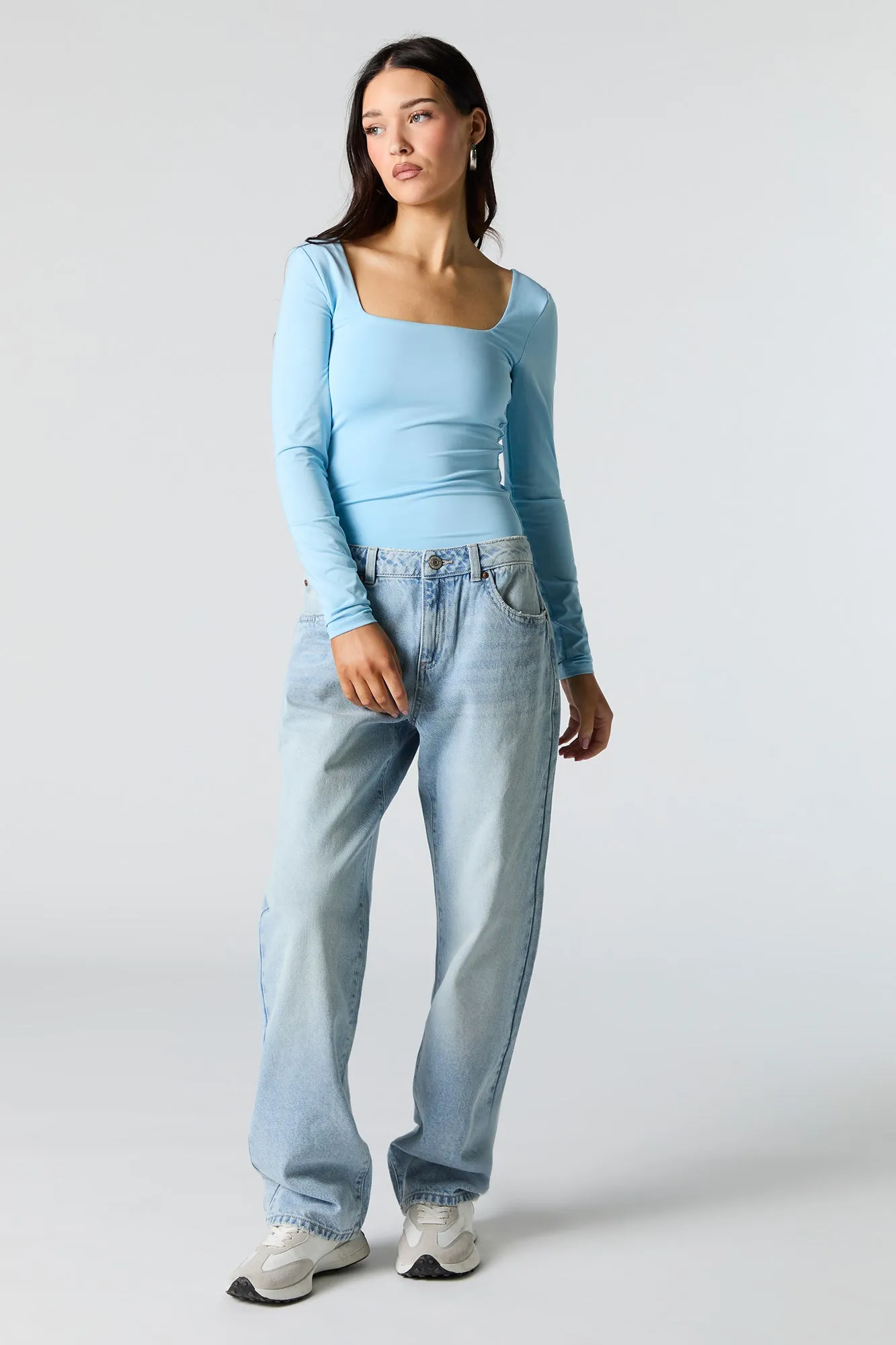 Contour Square Neck Long Sleeve Bodysuit sold by Charlotte Russe product image thumbnail 3