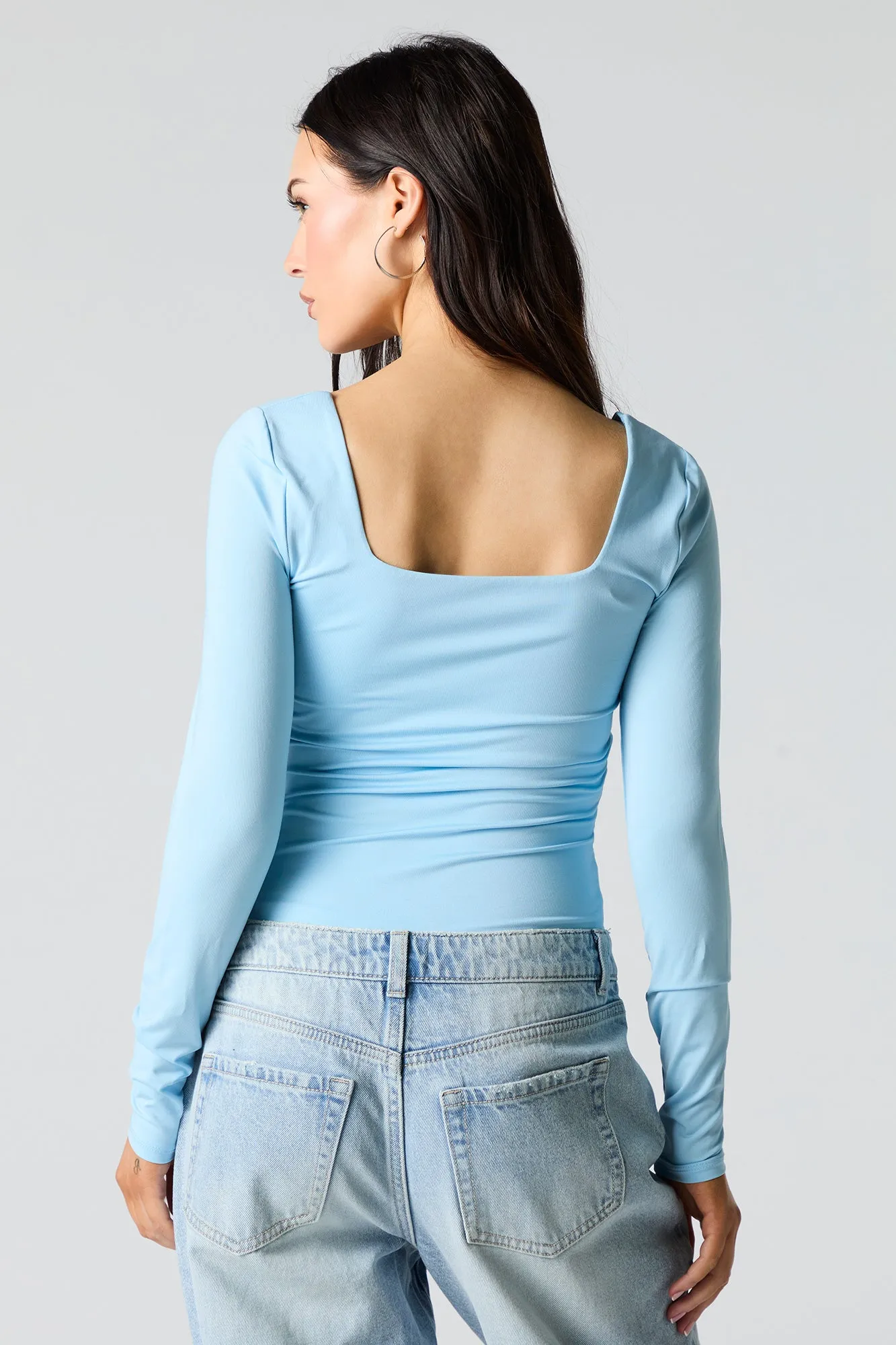 Contour Square Neck Long Sleeve Bodysuit sold by Charlotte Russe product image thumbnail 2