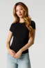 Ribbed Curved Hem T-Shirt sold by Charlotte Russe