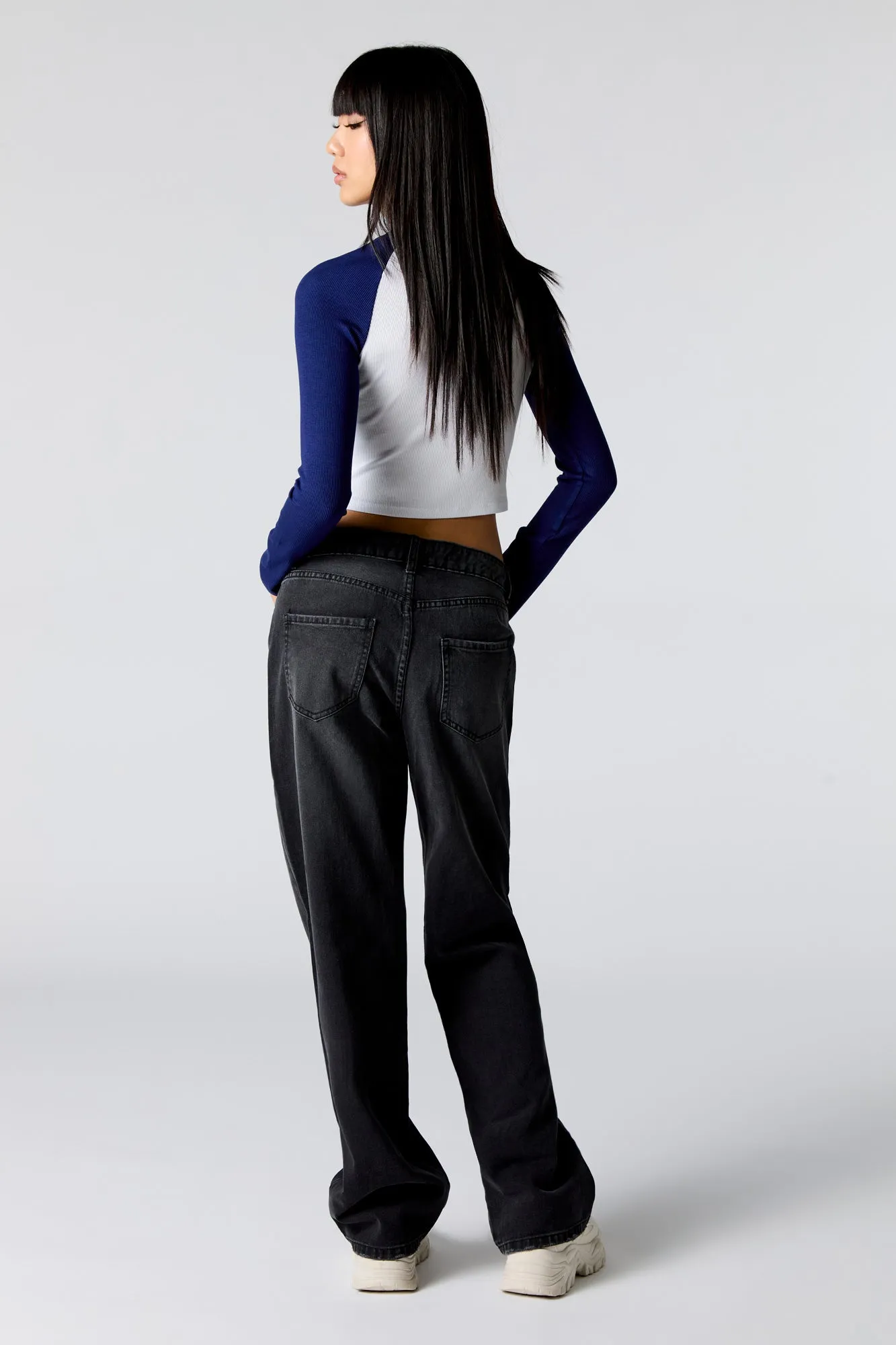 Black Wash Slouchy Straight Leg Jean sold by Charlotte Russe product image thumbnail 3