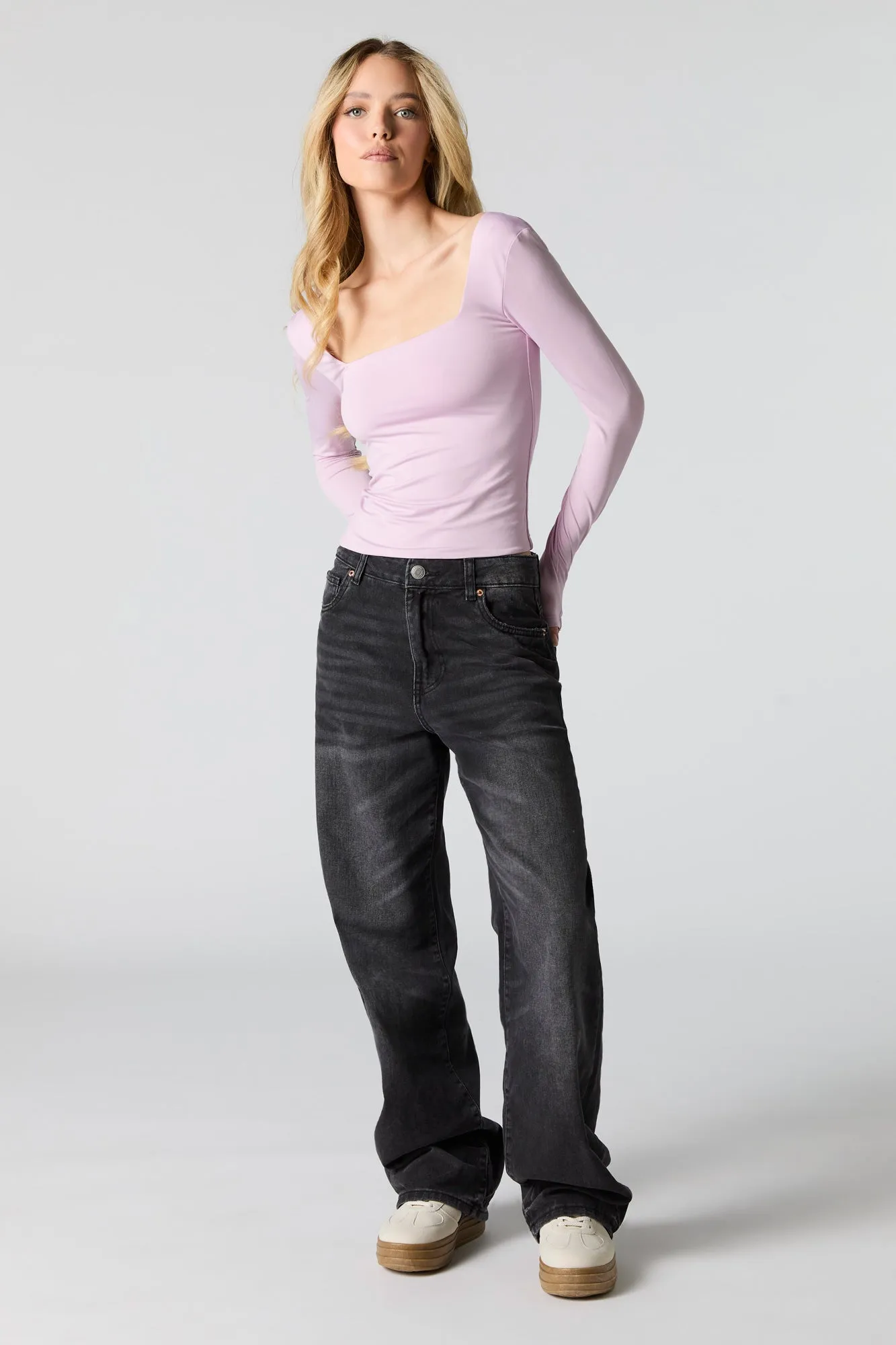 Contour Square Neck Long Sleeve Top sold by Charlotte Russe product image thumbnail 3