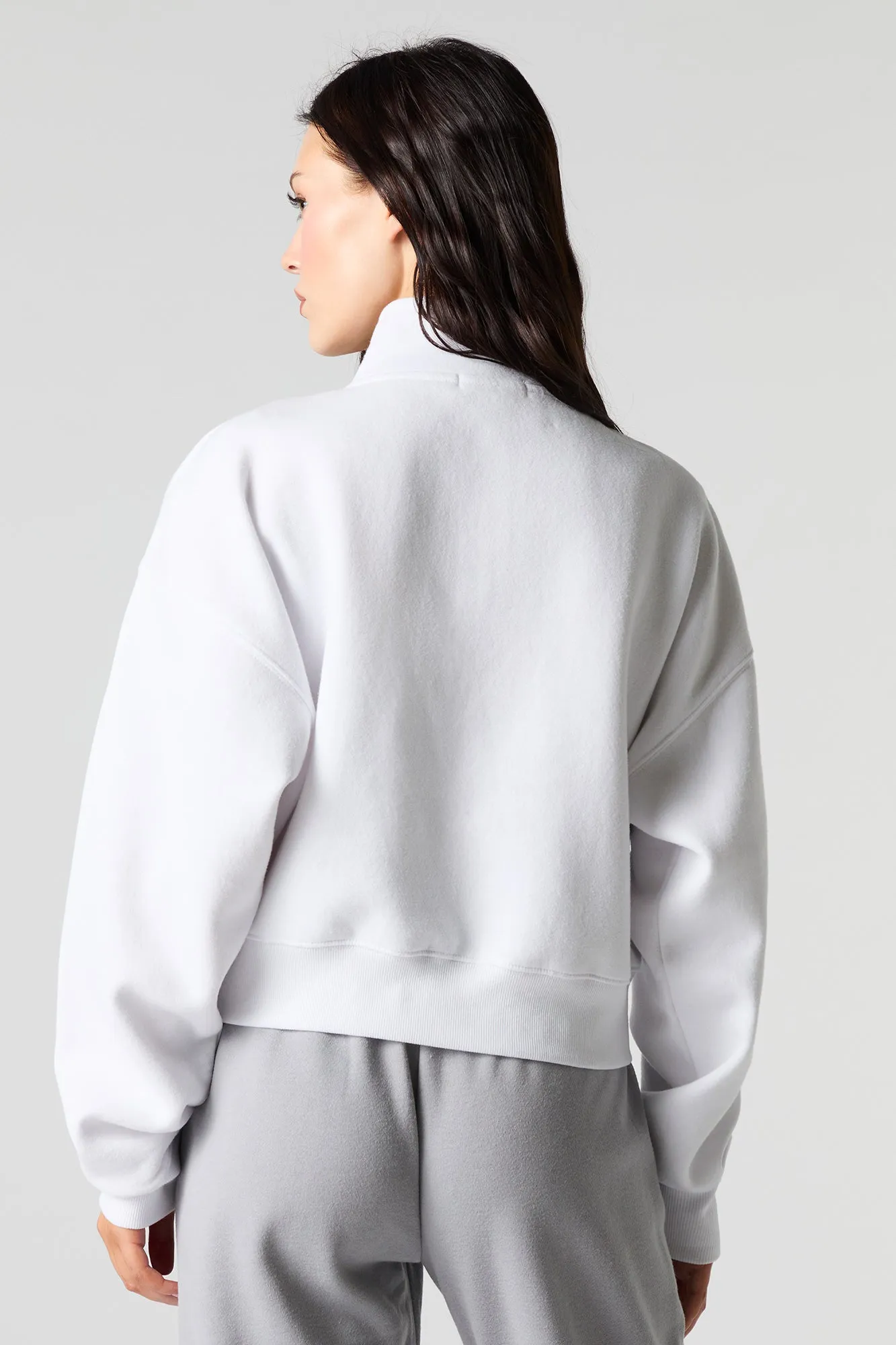 City Twill Embroidered Quarter Zip Fleece Sweatshirt sold by Charlotte Russe product image thumbnail 5