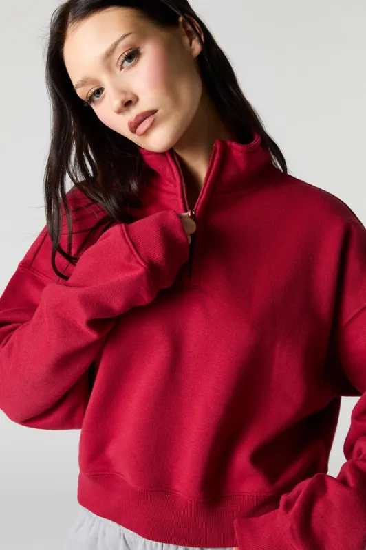 Quarter Zip Fleece Sweatshirt sold by Charlotte Russe