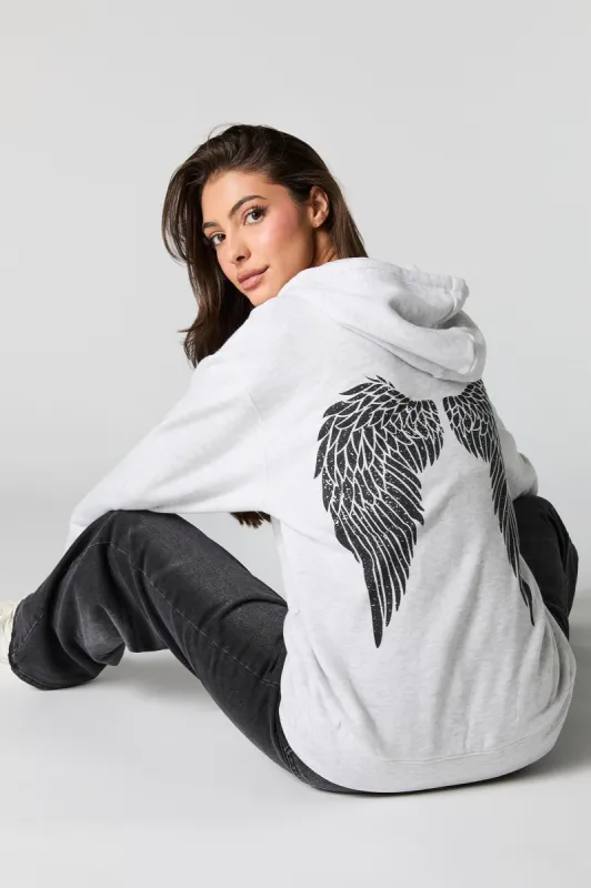 Graphic Fleece Zip-Up Hoodie sold by Charlotte Russe