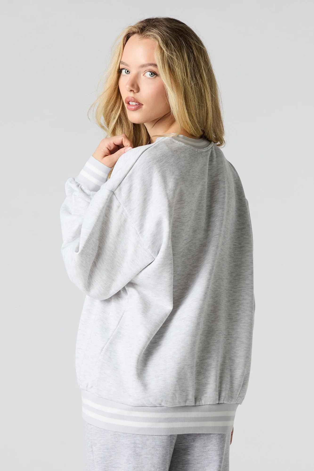 Oversized City Twill Embroidered Fleece Sweatshirt sold by Charlotte Russe product image thumbnail 2
