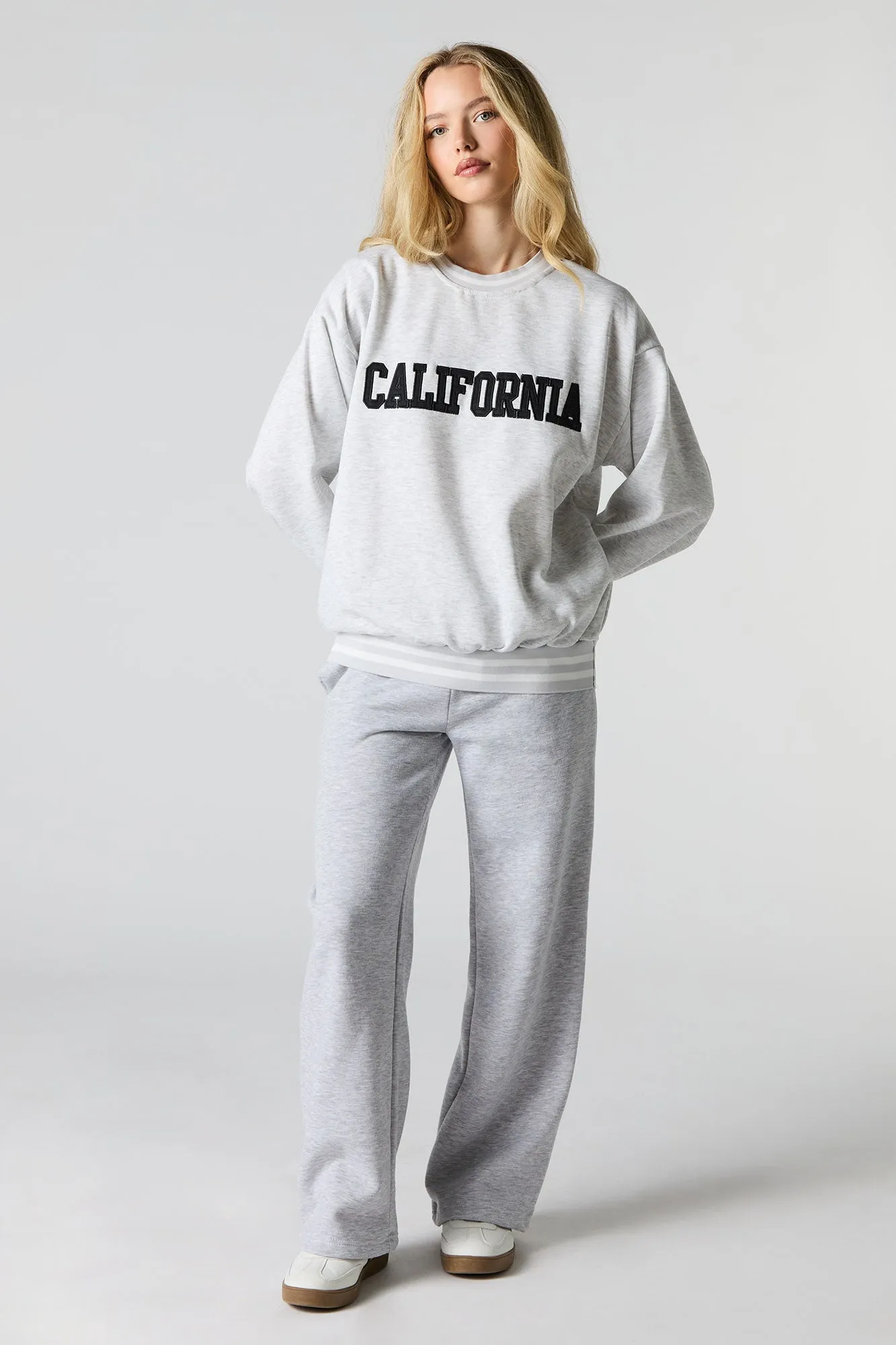 Oversized City Twill Embroidered Fleece Sweatshirt sold by Charlotte Russe product image thumbnail 3