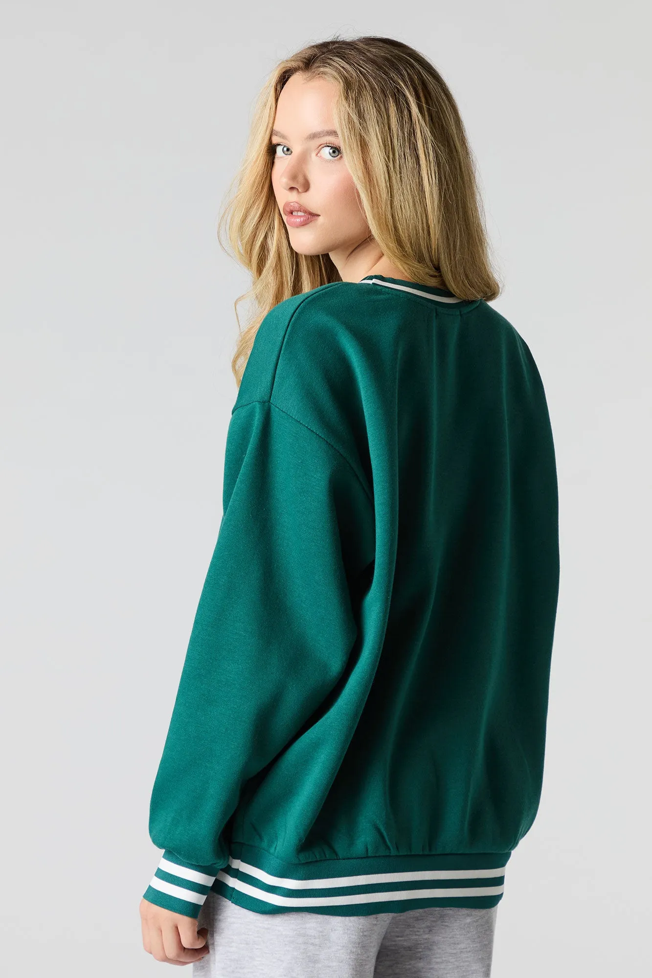 Oversized City Twill Embroidered Fleece Sweatshirt sold by Charlotte Russe product image thumbnail 5