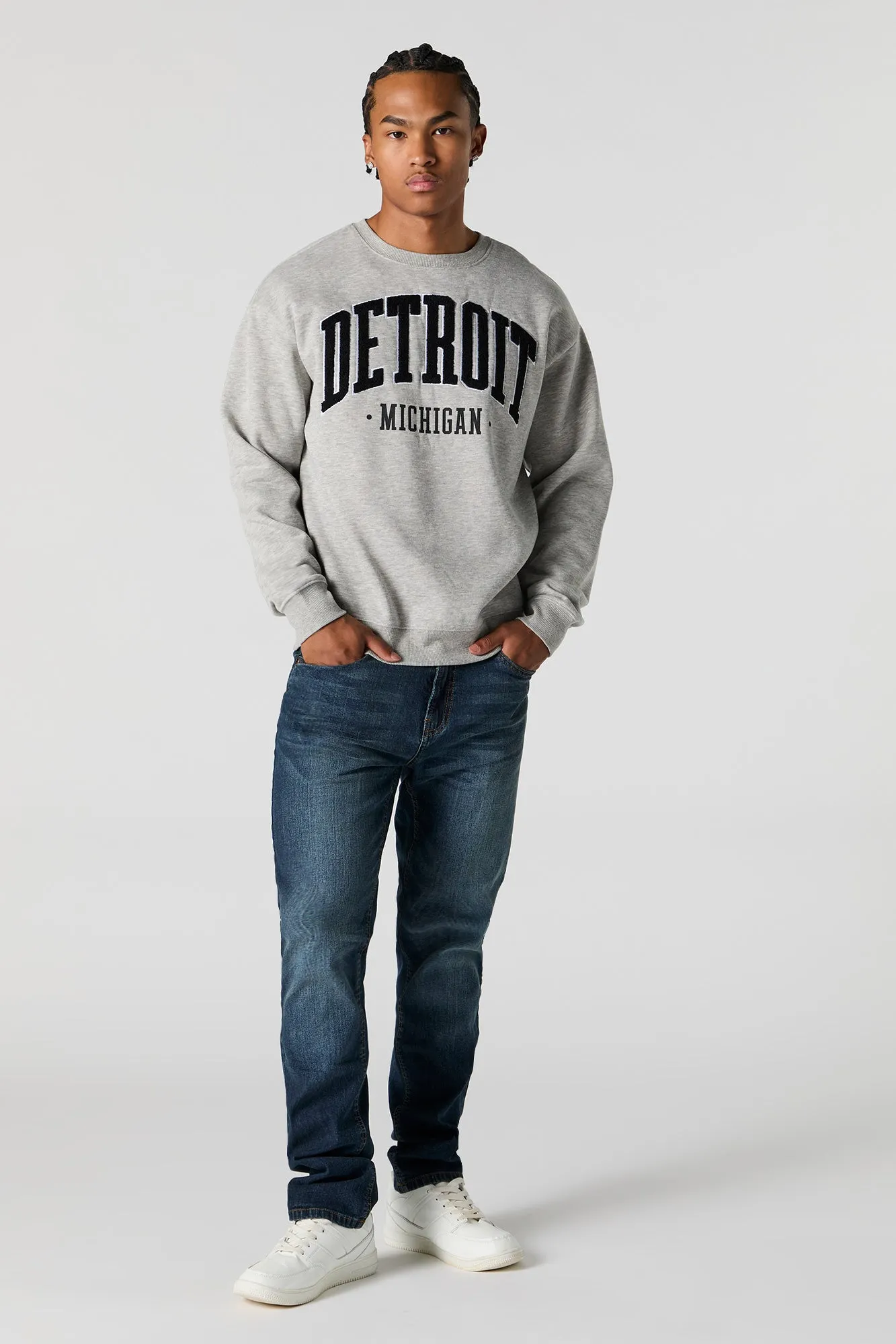 City Chenille Embroidered Fleece Sweatshirt sold by Charlotte Russe product image thumbnail 3