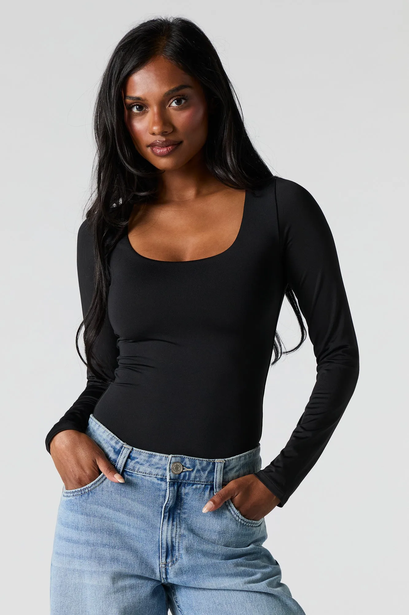 Contour Scoop Neck Long Sleeve Bodysuit sold by Charlotte Russe product image thumbnail 5