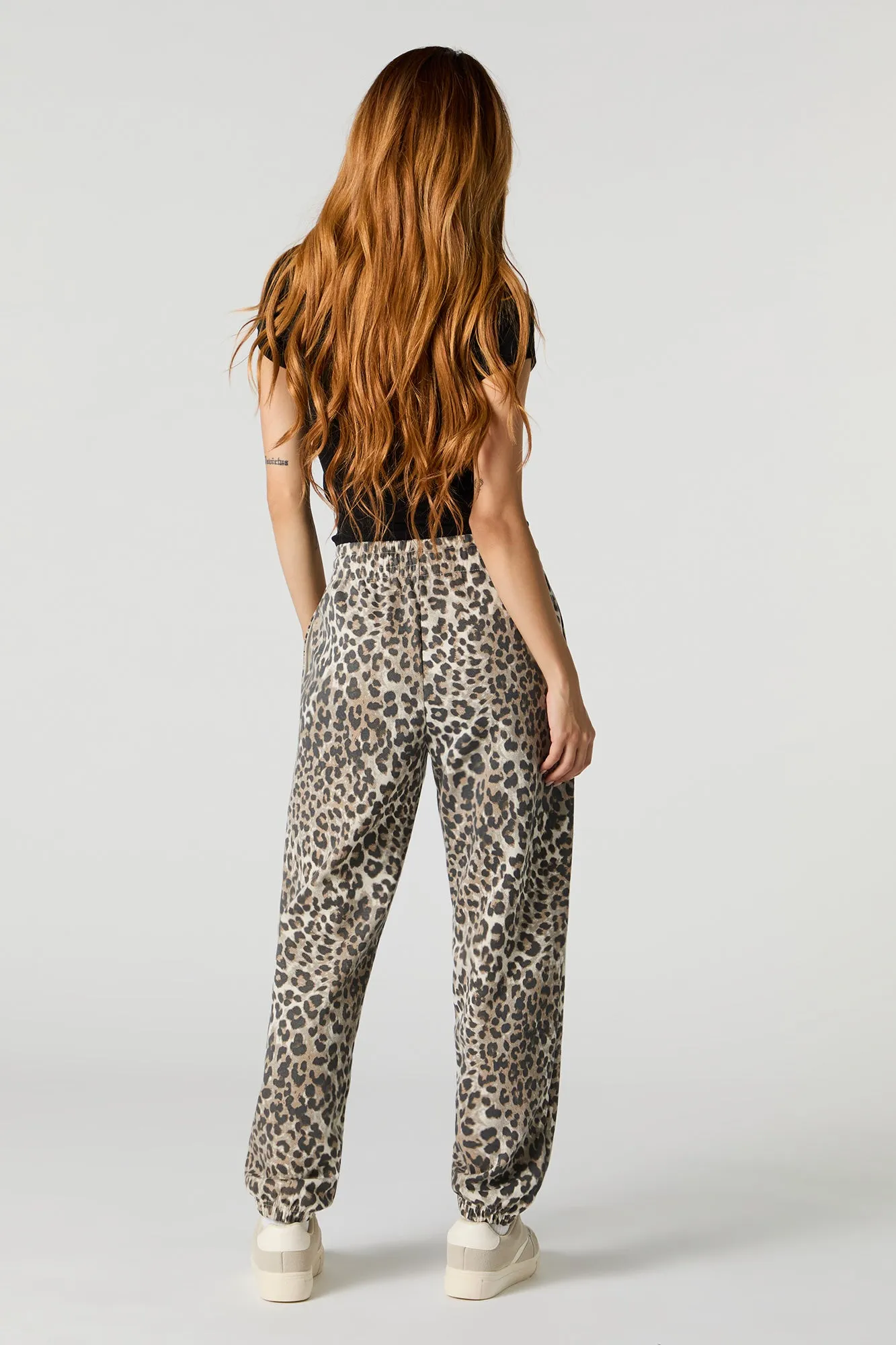 Cheetah Print High Rise Fleece Jogger sold by Charlotte Russe product image thumbnail 3