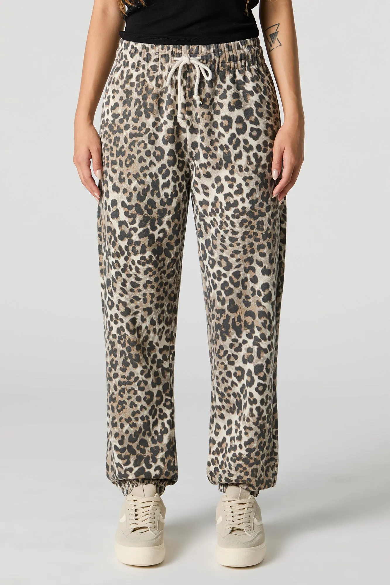 Cheetah Print High Rise Fleece Jogger sold by Charlotte Russe product image thumbnail 2