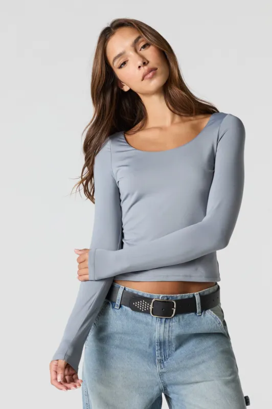 Contour Scoop Neck Long Sleeve Top sold by Charlotte Russe