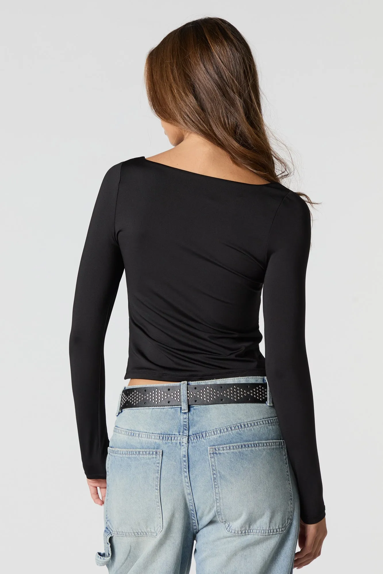 Contour Scoop Neck Long Sleeve Top sold by Charlotte Russe product image thumbnail 5