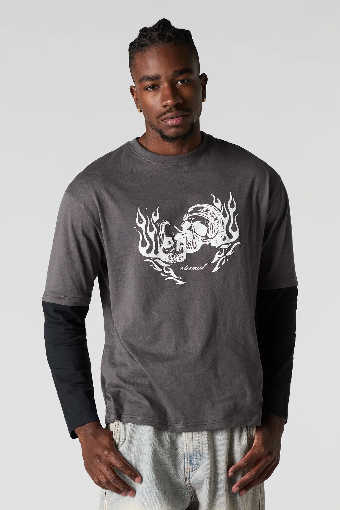 Graphic Layered Long Sleeve Top sold by Charlotte Russe product image thumbnail 4