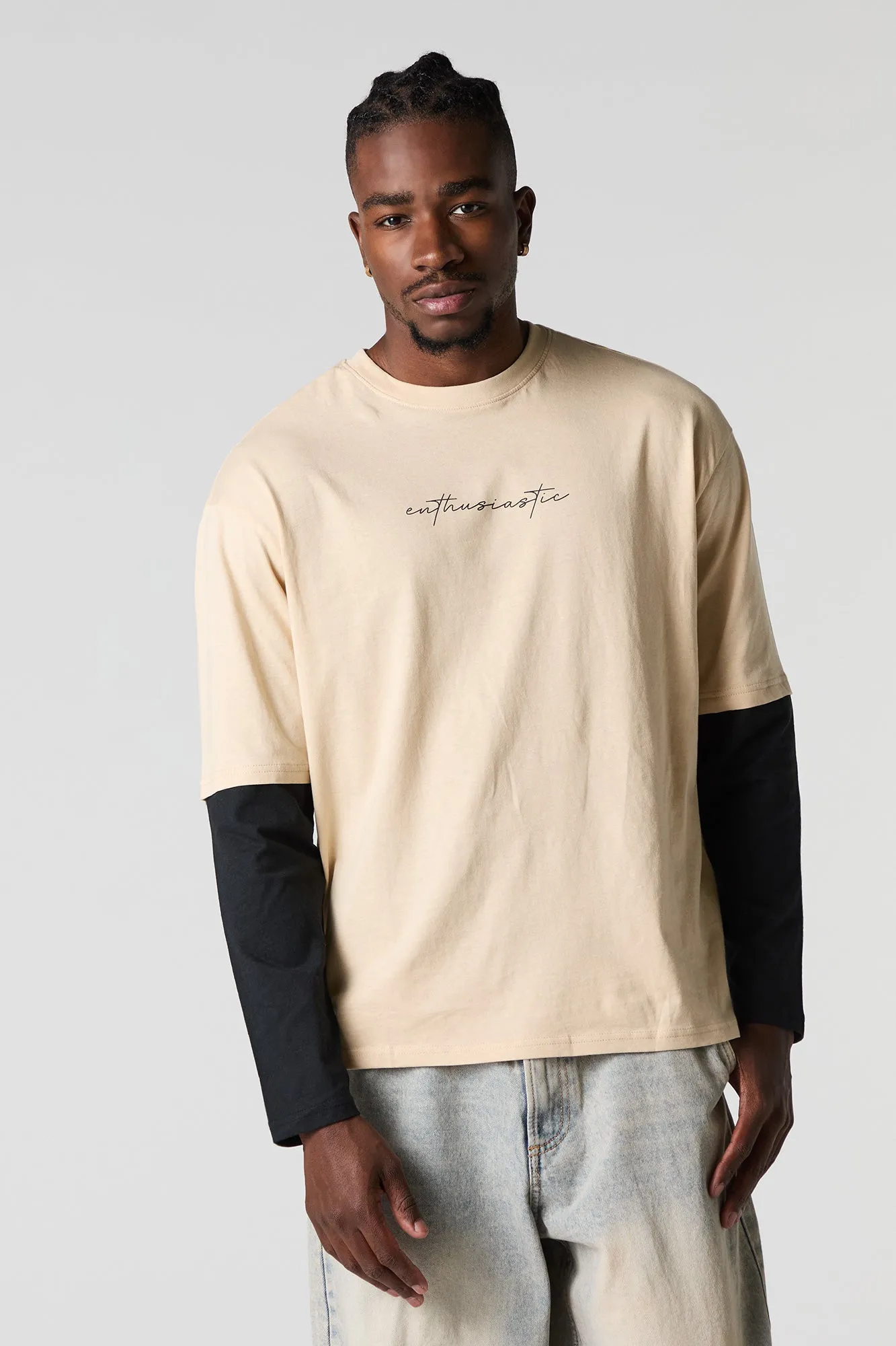 Graphic Layered Long Sleeve Top sold by Charlotte Russe