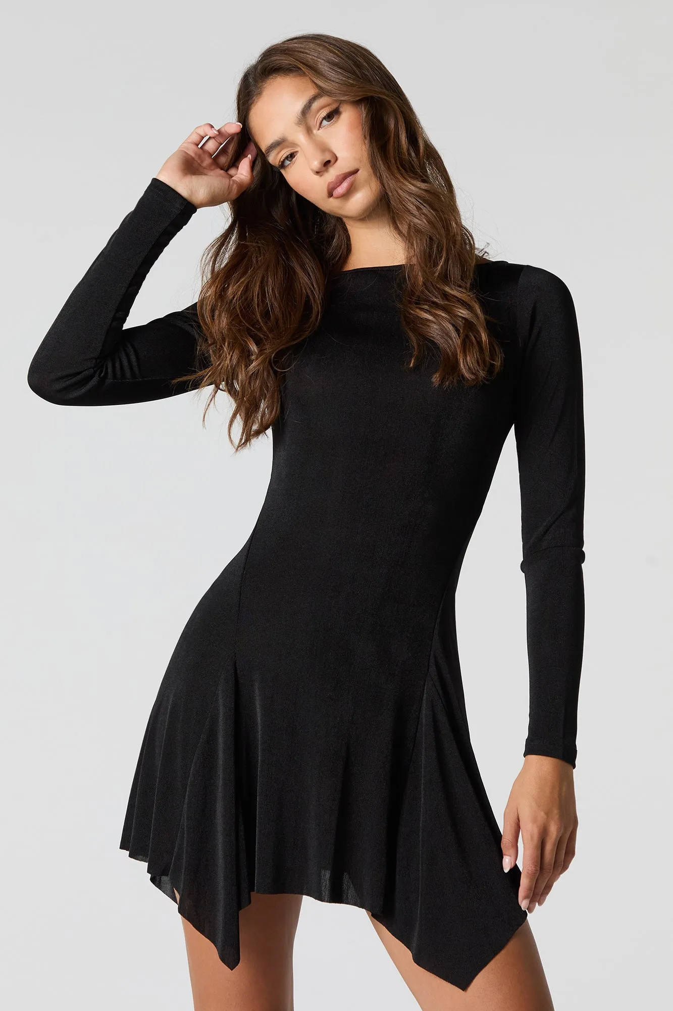 Asymmetrical Slinky Mini Dress sold by Charlotte Russe product image thumbnail 4
