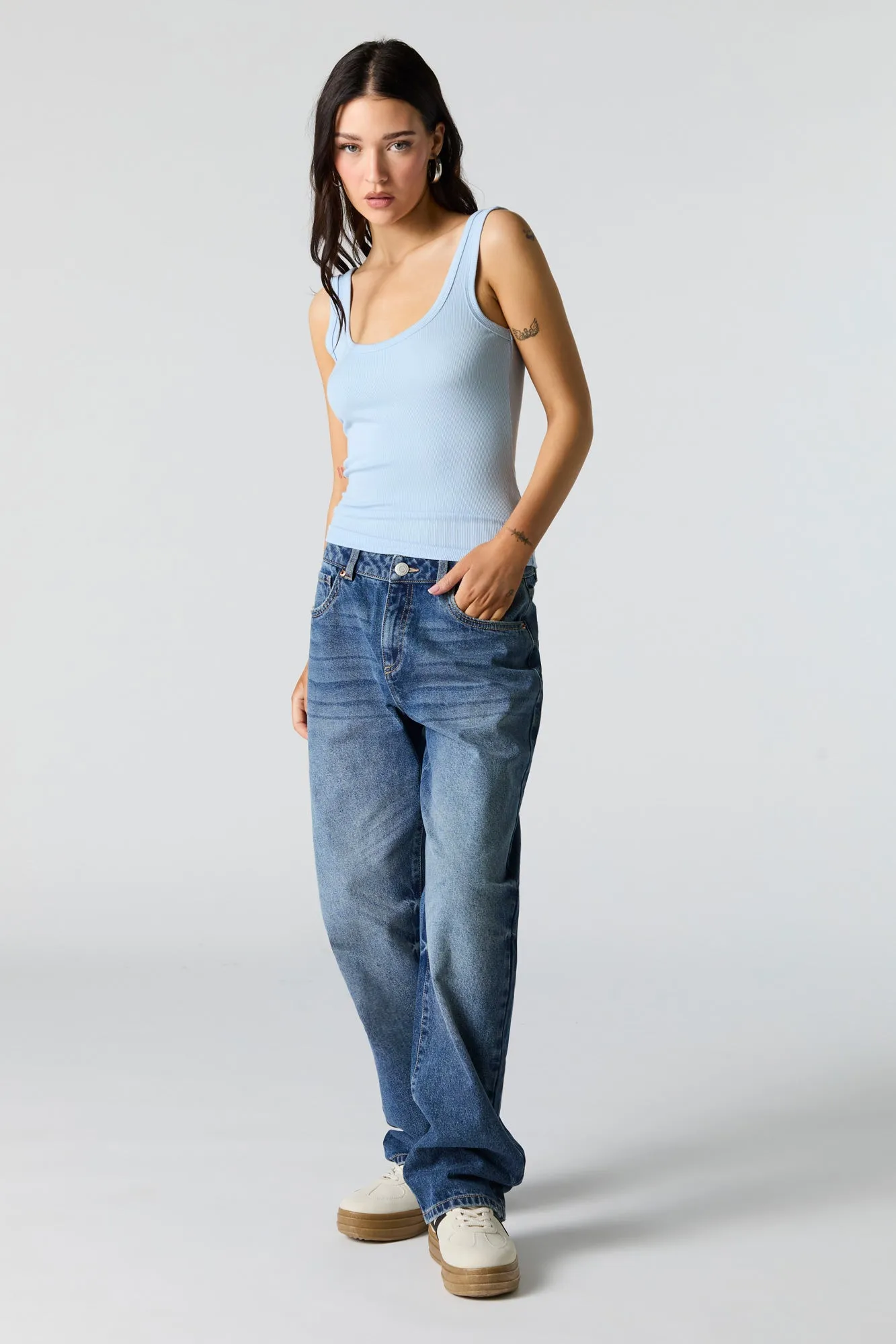 Ribbed Scoop Neck Tank sold by Charlotte Russe product image thumbnail 3