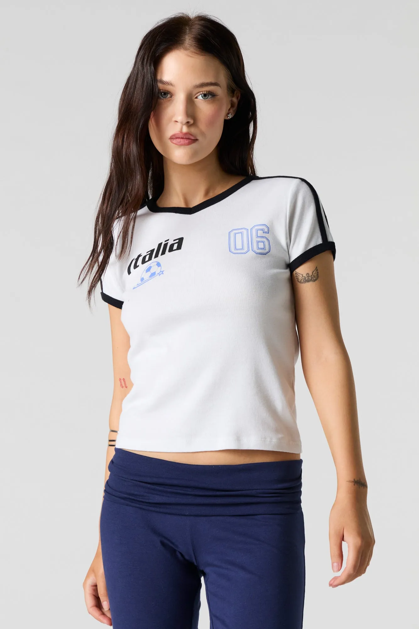 Sporty Graphic Ringer T-Shirt sold by Charlotte Russe product image thumbnail 4