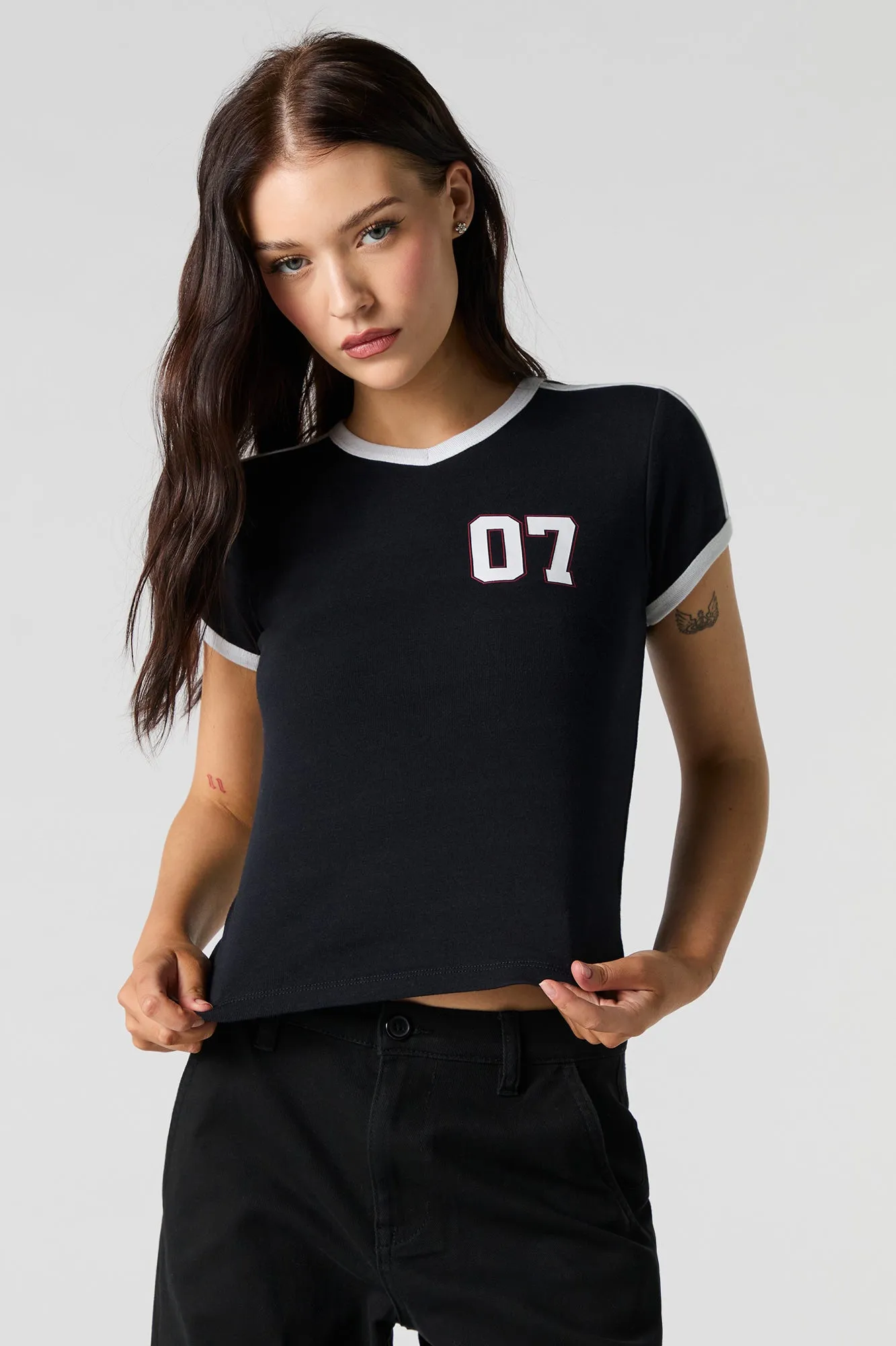 Sporty Graphic Ringer T-Shirt sold by Charlotte Russe product image thumbnail 5