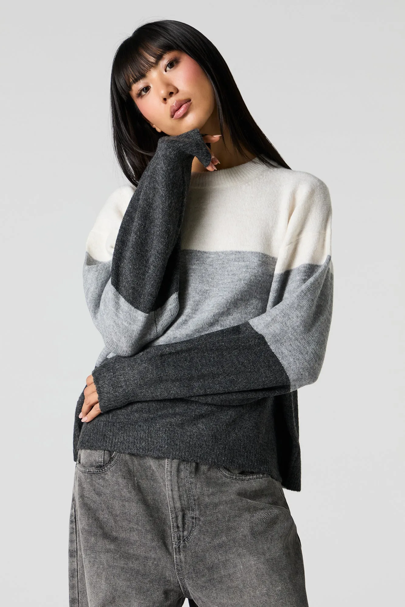 Mossy Knit Colourblock Sweater sold by Charlotte Russe product image thumbnail 4