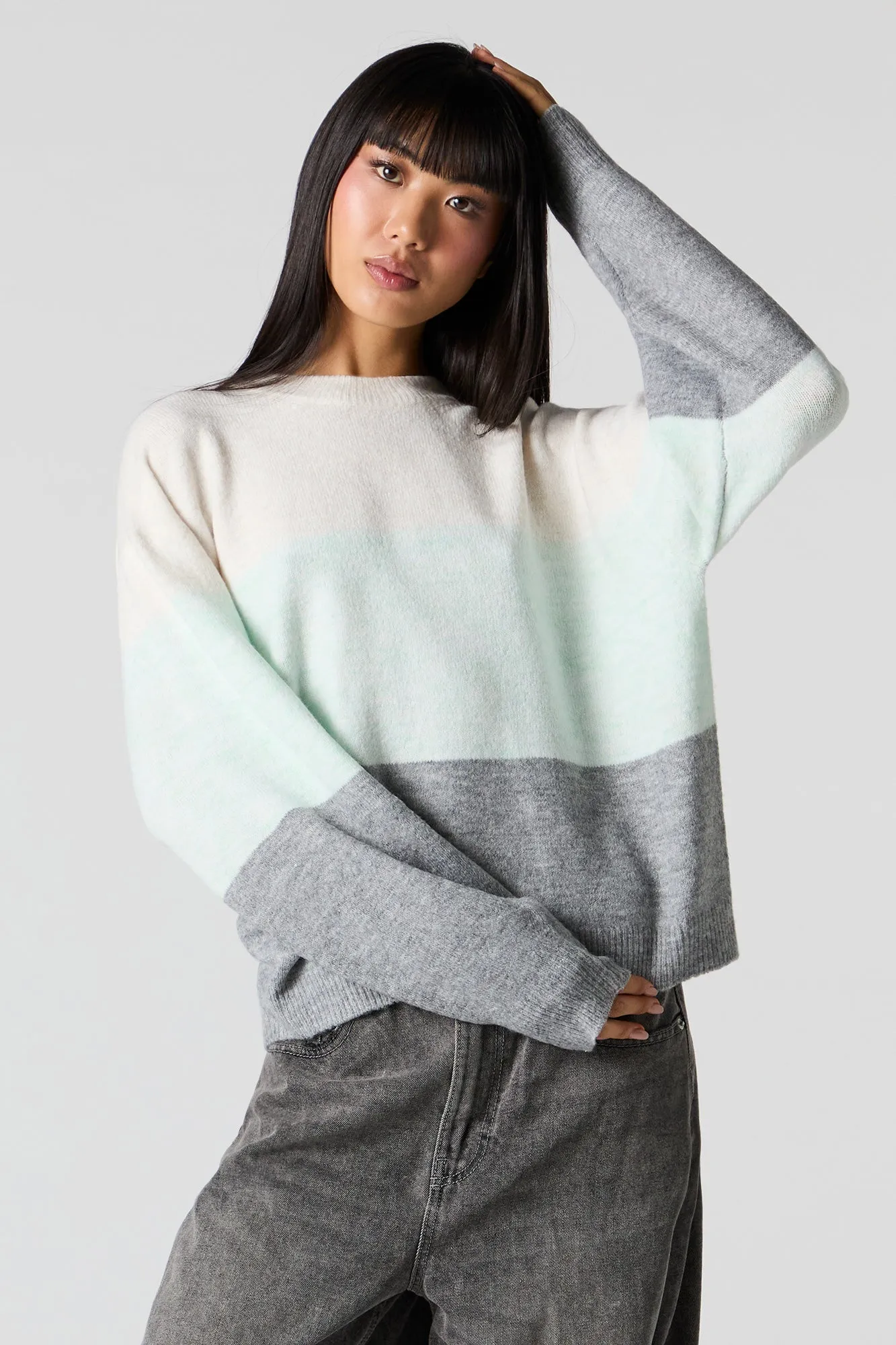 Mossy Knit Colourblock Sweater sold by Charlotte Russe